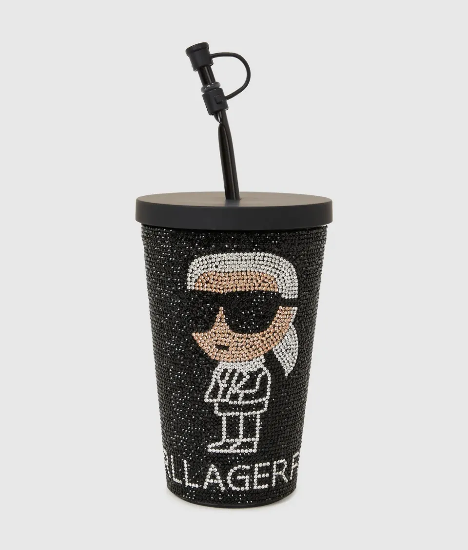Karl Lagerfeld Ikon To-Go Becher Strass mit Strohhalm