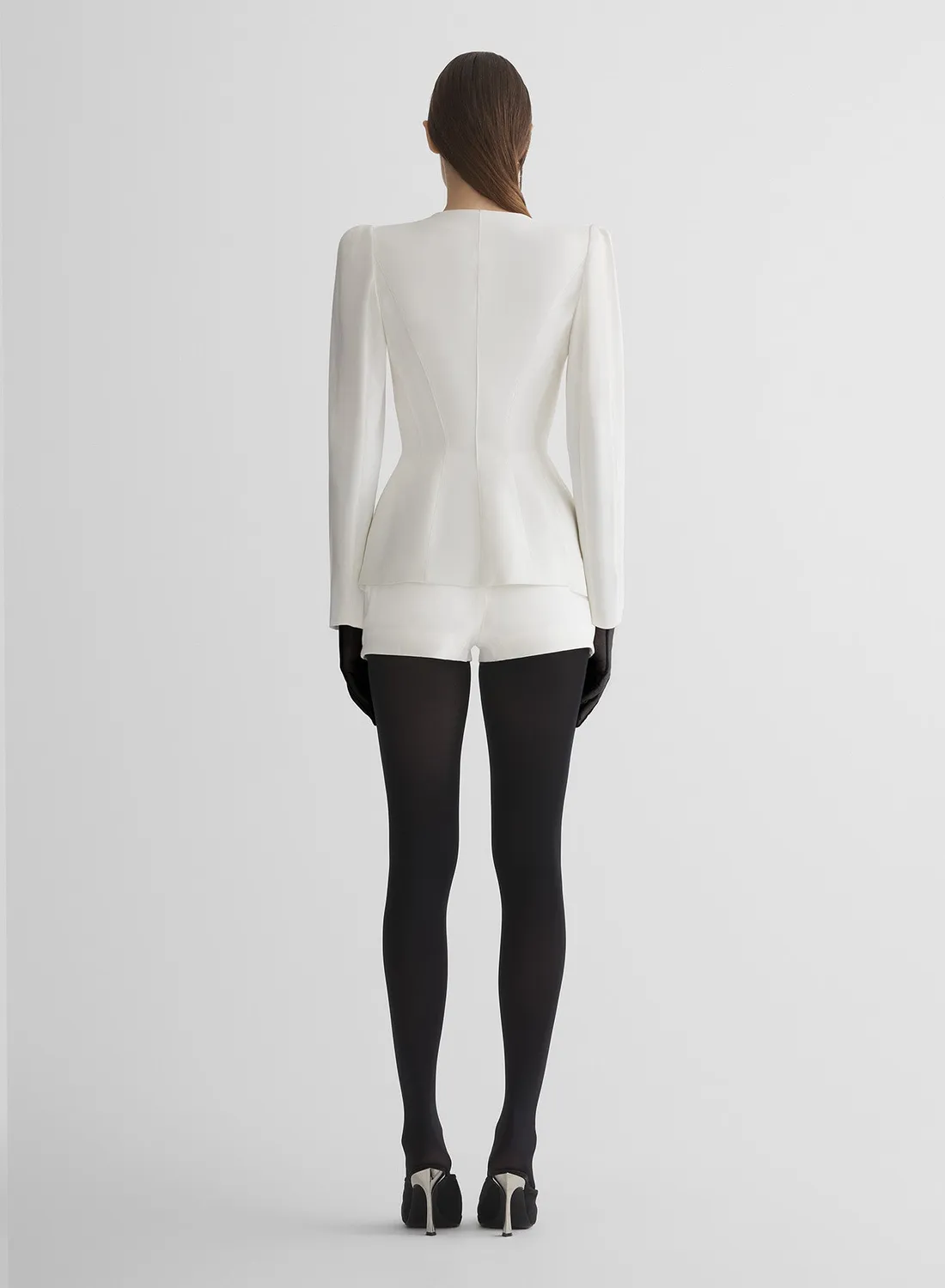 Mugler Re/Edit Lingerie Shorts Wolle Weiß High-Waist