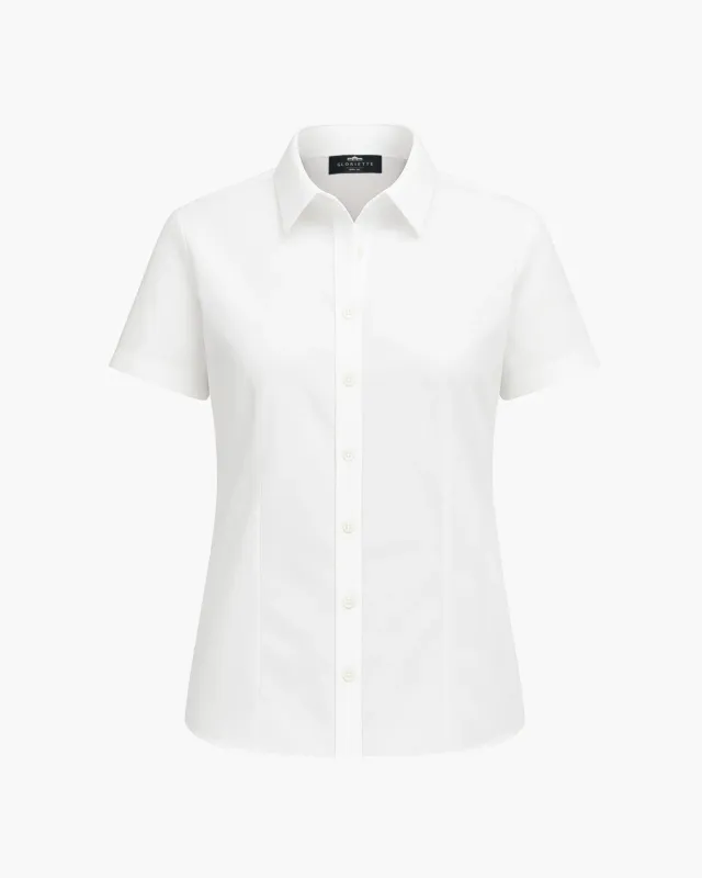 Gloriette Kurzarm-Bluse Fein Popeline Bluse Weiß