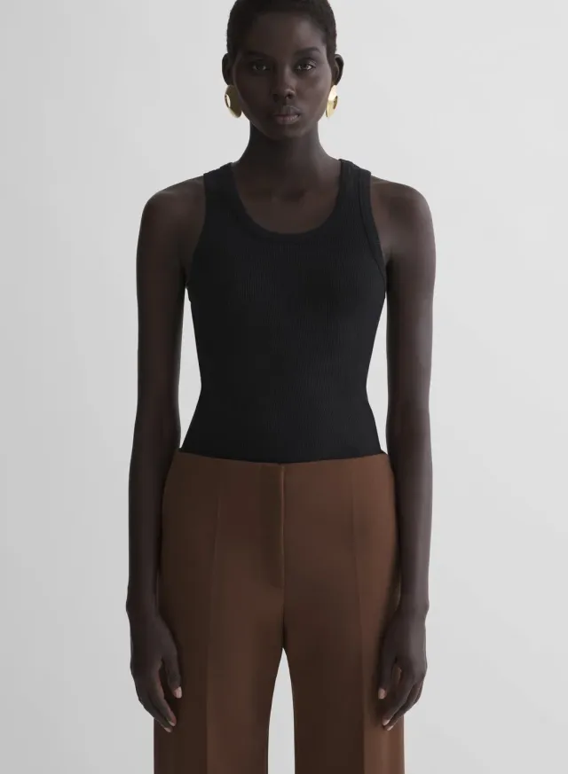 Mugler Tank Top gerippt Jersey schwarz