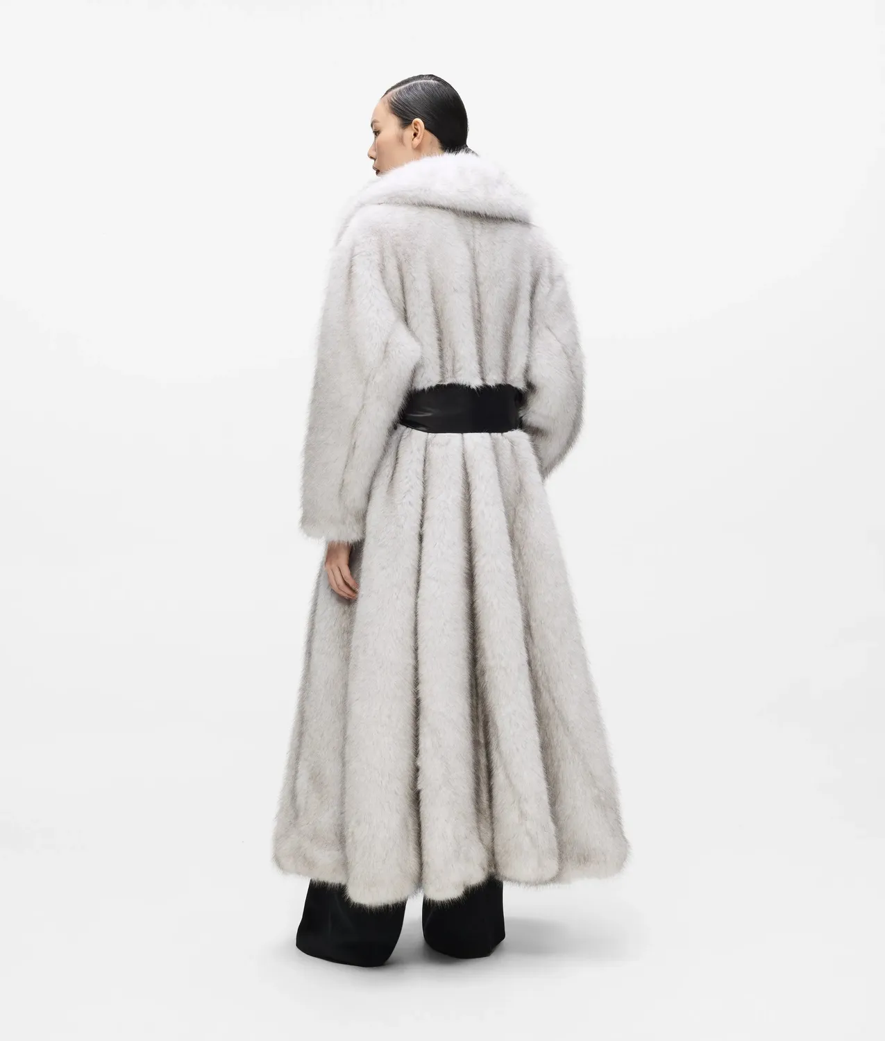 Karl Lagerfeld KL Studio Faux-Fur Mantel lang mit Gürtel