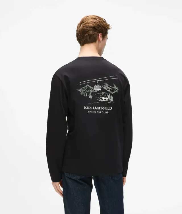 Karl Lagerfeld Après Ski Club Langarmshirt Baumwolle schwarz