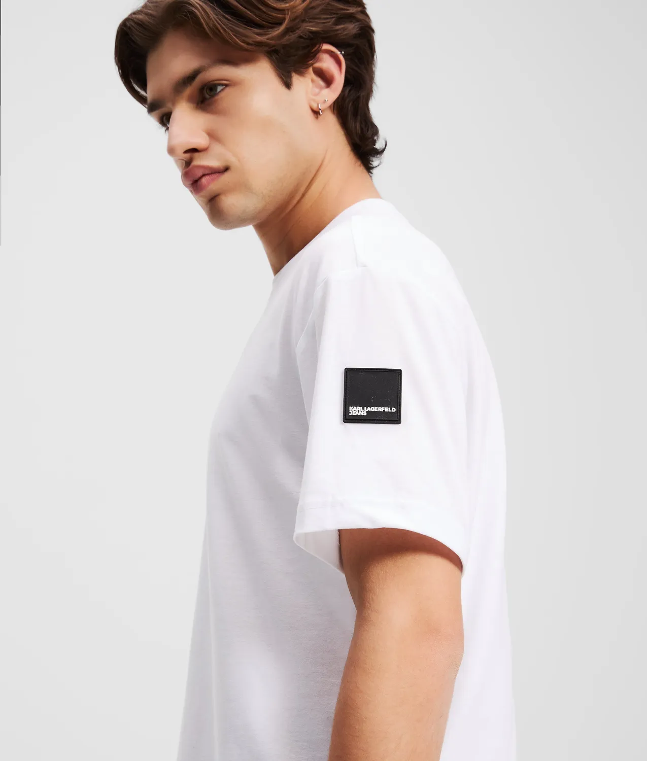 Karl Lagerfeld KL Jeans Patch Logo T-Shirt Herren Weiß