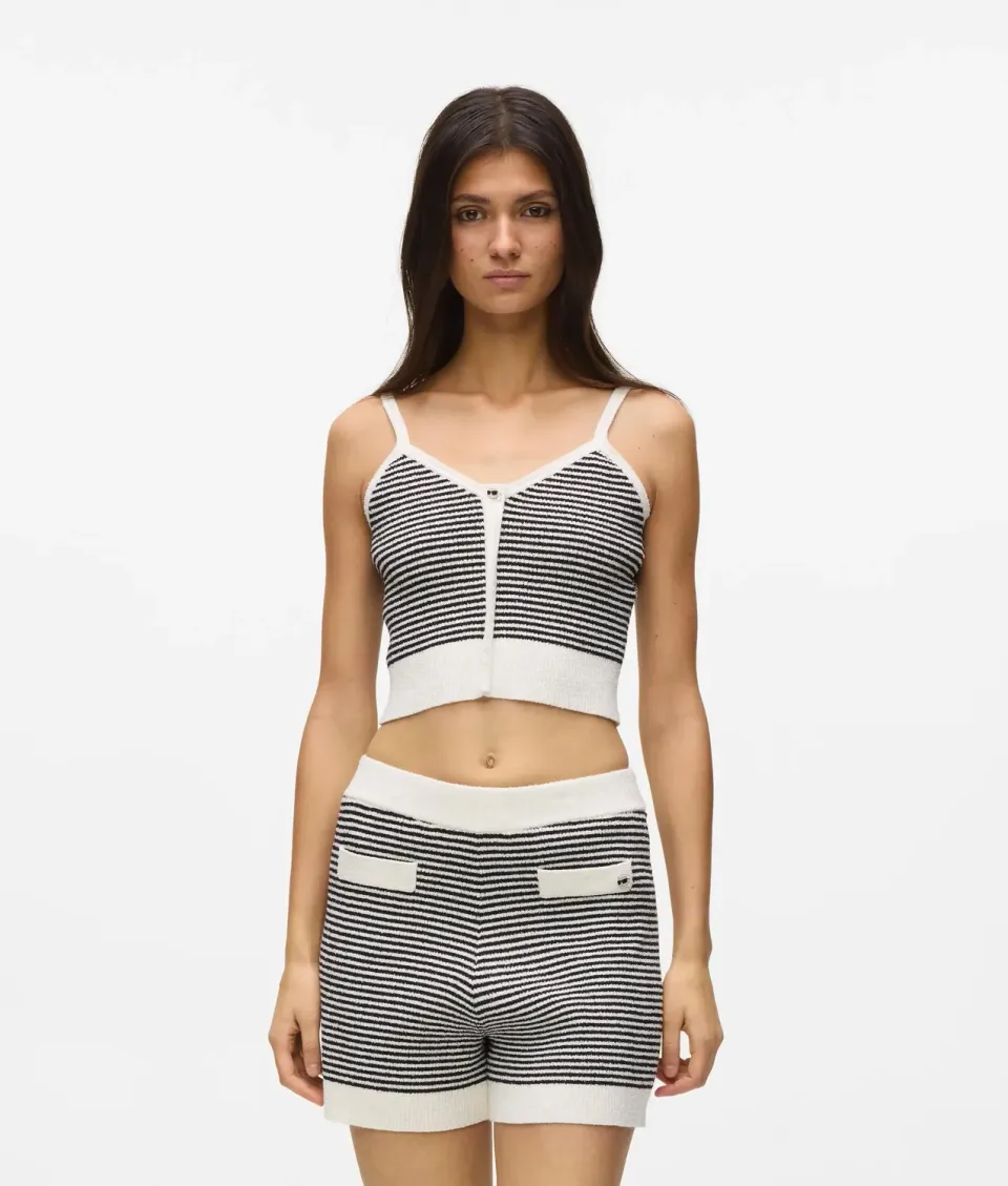Karl Lagerfeld Ikon Stricktop Streifen Baumwolle Ärmellos