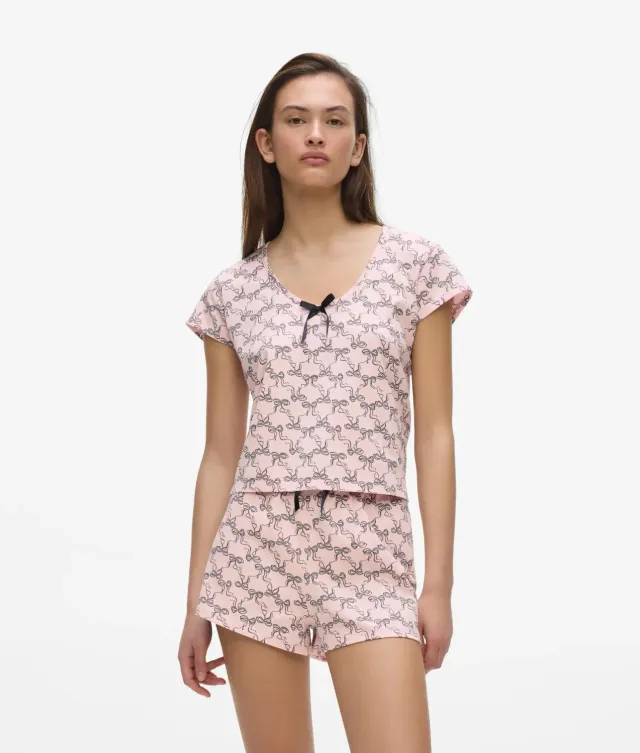 Karl Lagerfeld Signature Bow Pyjama Set Bio-Baumwolle