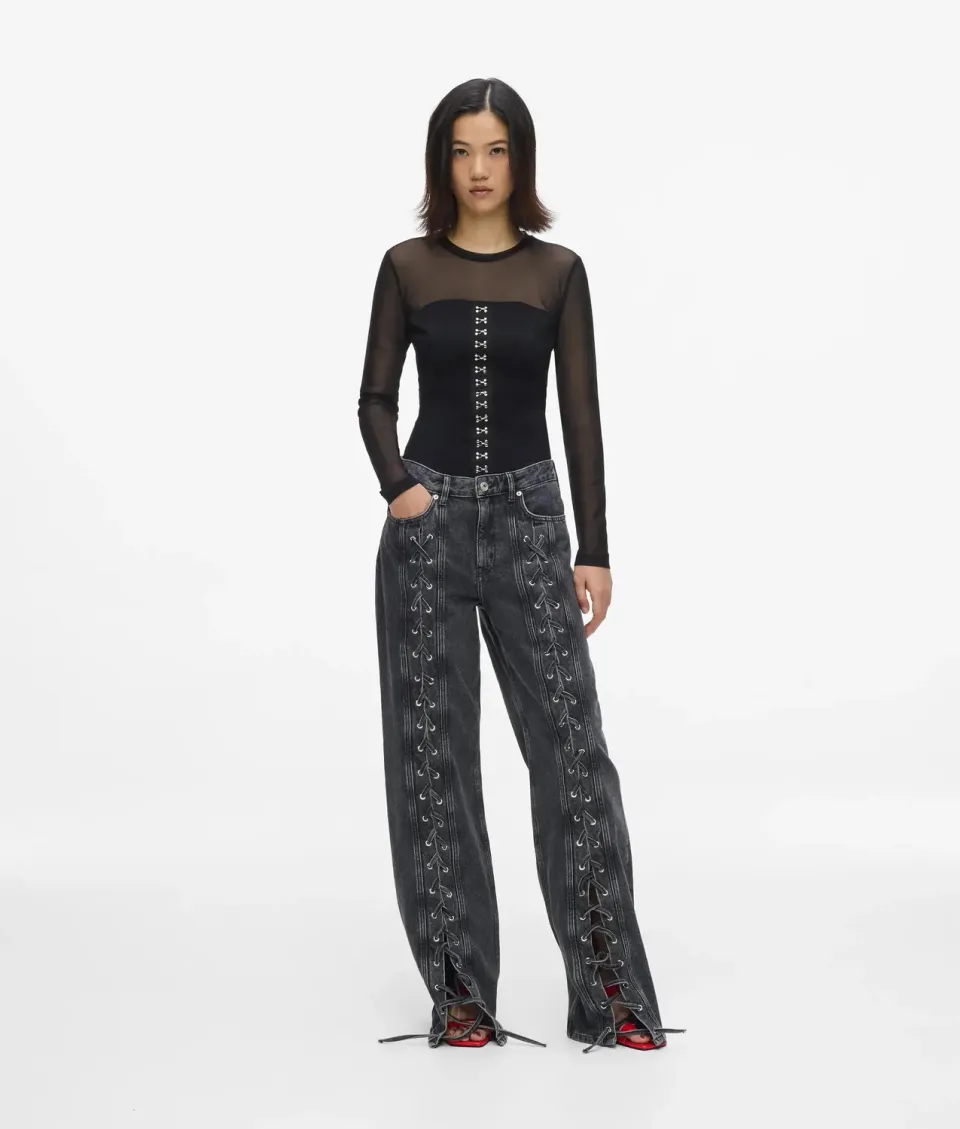 Karl Lagerfeld KL Jeans Lace-Up Relaxed Mid-Rise