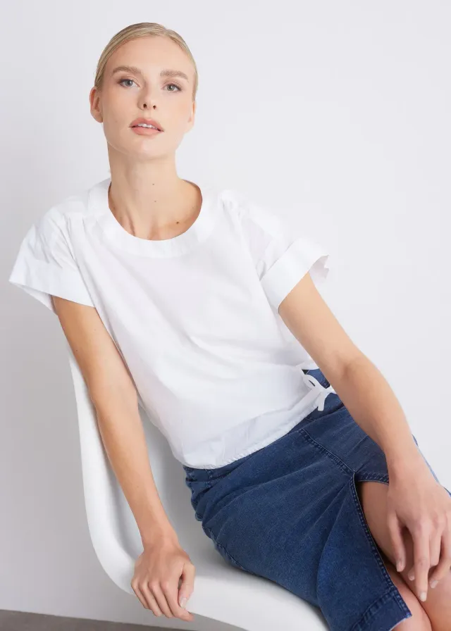 Senatex Tunnelzug Bluse White GOTS-Baumwolle