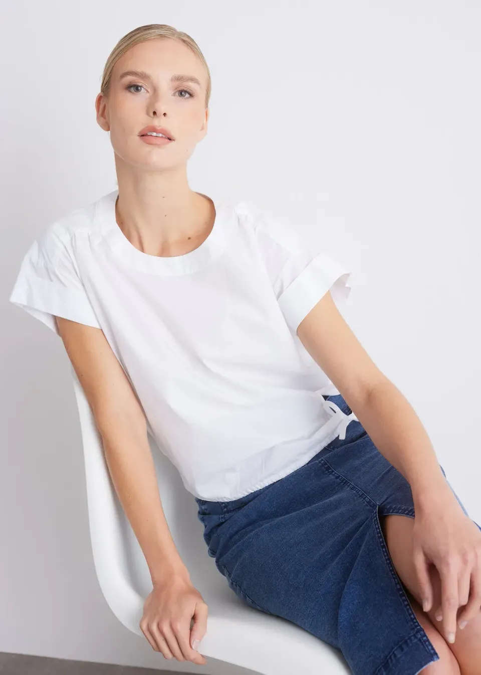 Senatex Tunnelzug Bluse White GOTS-Baumwolle