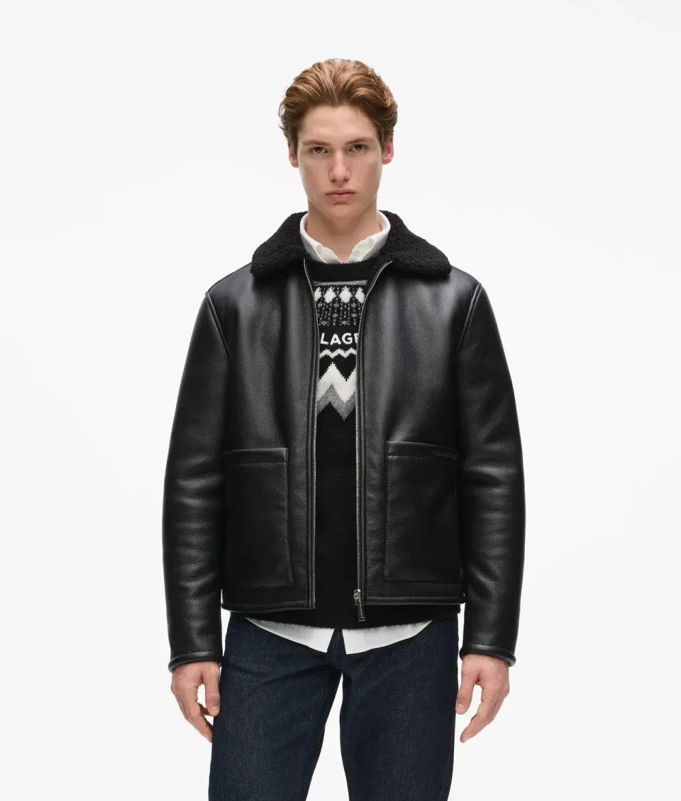 Karl Lagerfeld Faux-Shearling Reversible Jacke Wende XS-XL
