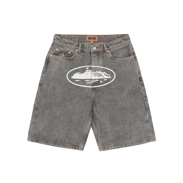 Corteiz Island Denim Short Jeansshorts Light Grey 14oz