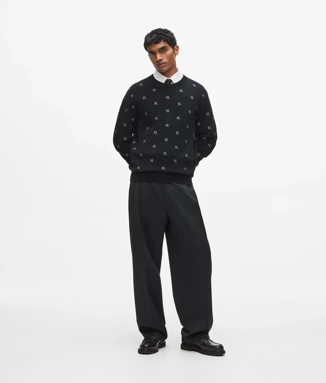 Karl Lagerfeld Monogram Strickpullover Kontrastmuster