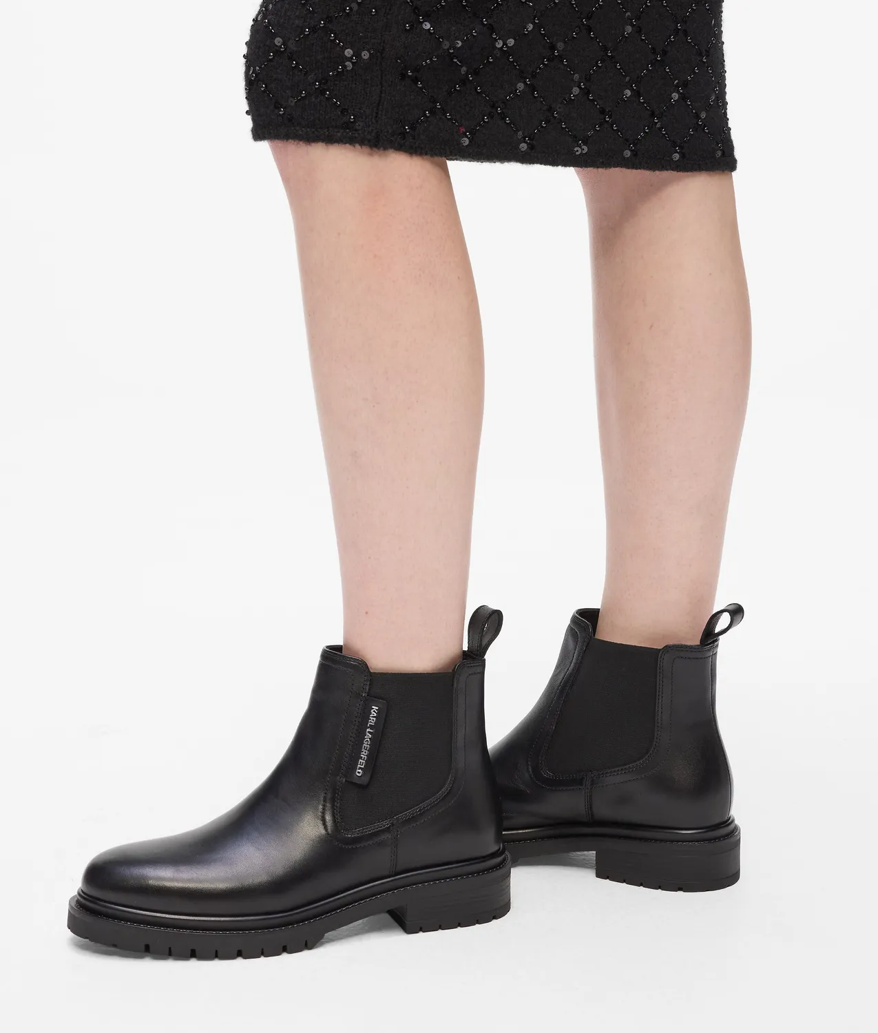 Karl Lagerfeld Binky Ankle Boots Stiefeletten Leder schwarz