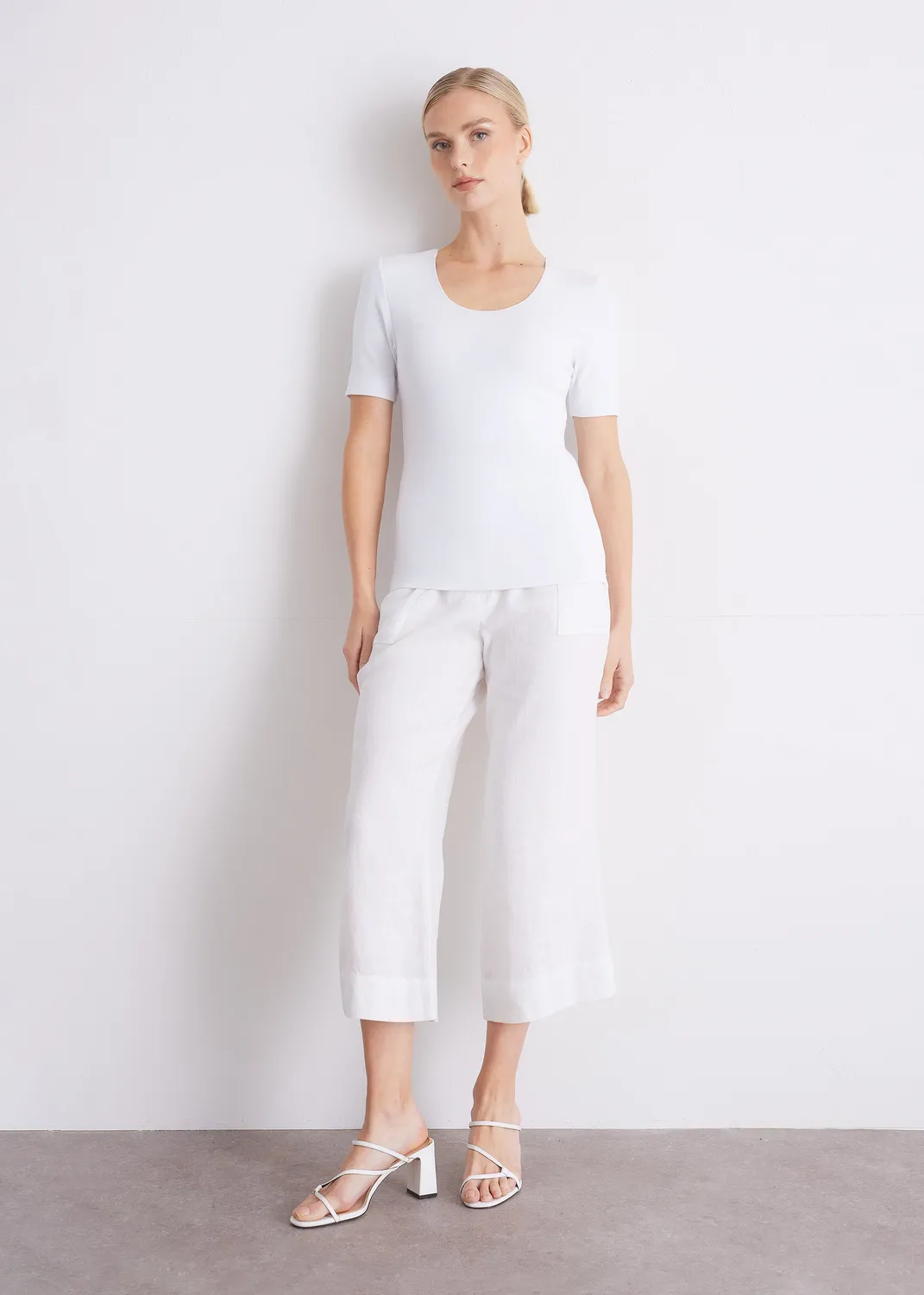 Senatex Ripp-T-Shirt Viskose-Baumwolle Shirt Off-White slim