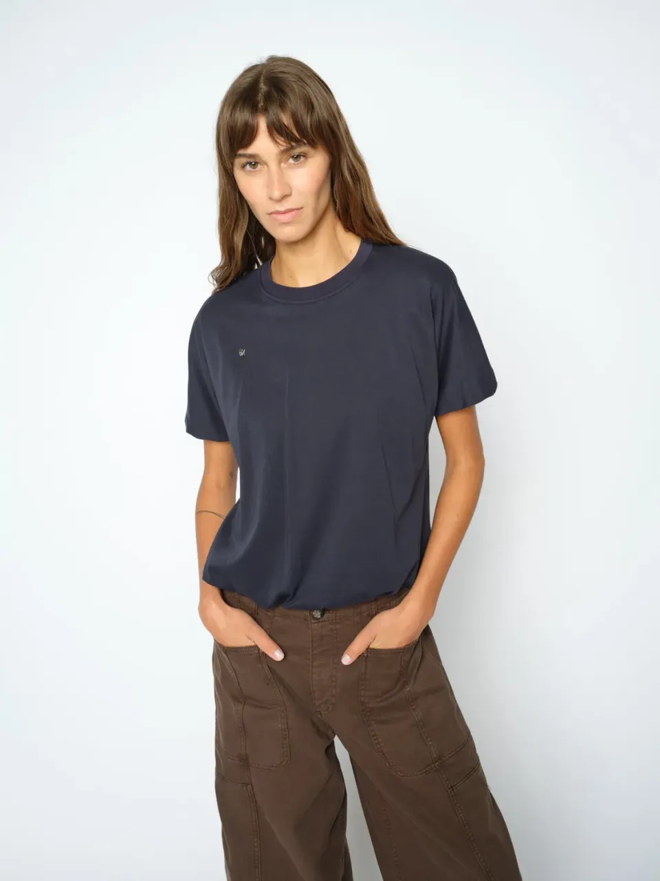 Mos Mosh MMElli O-Neck Balloon T-Shirt Navy relaxed