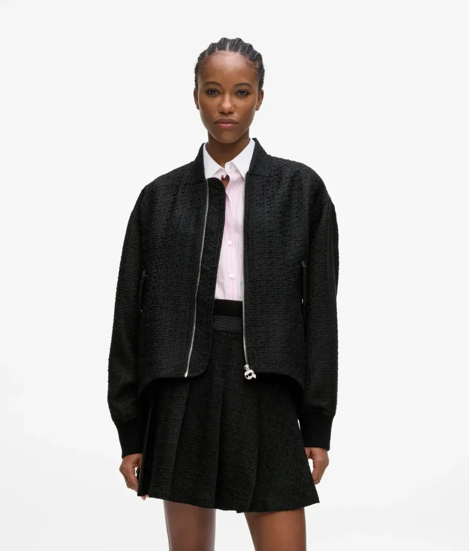 Karl Lagerfeld Ikon Bouclé Bomberjacke mit Rippbündchen