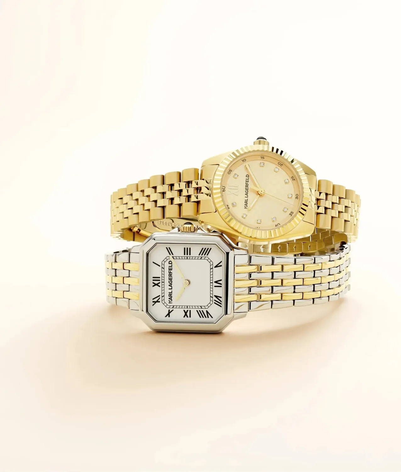 Karl Lagerfeld Square Logo Uhr Damen Silber Gold