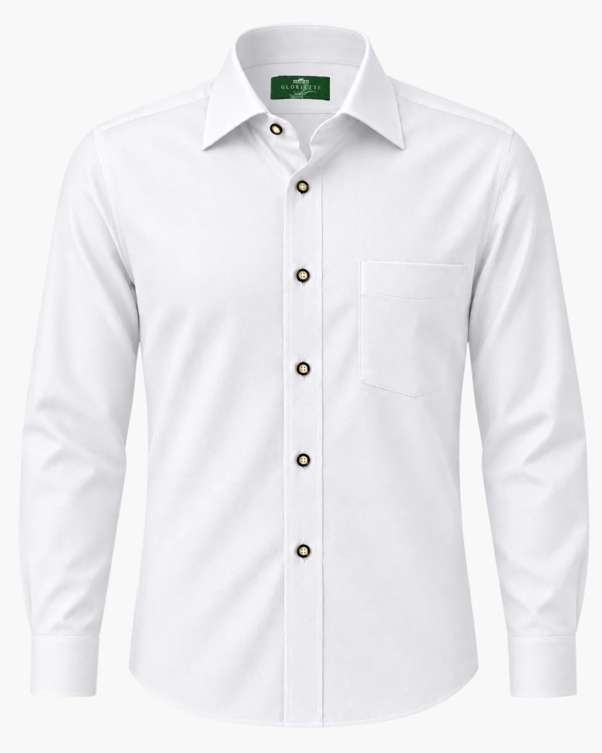 Gloriette Trachtenhemd GOTS Bio Stoff Windsor Hemd Weiß Fashion Fit