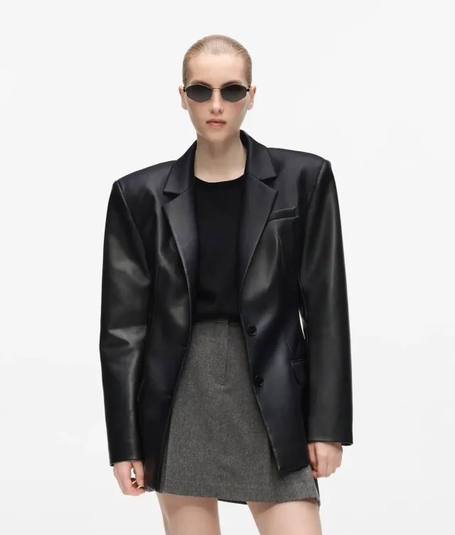 Karl Lagerfeld Oversized Blazer Kunstleder schwarz Gr. 0-10