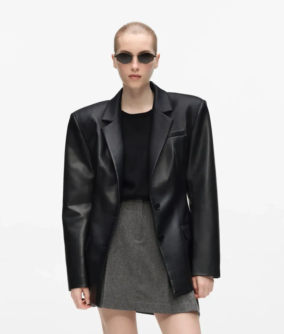 Karl Lagerfeld Oversized Blazer Kunstleder schwarz Gr. 0-10