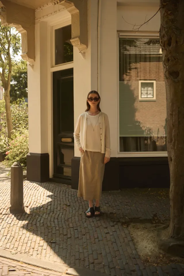 Senatex Midirock Leinenrock Sand mit Taschen