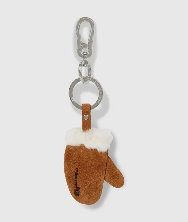 Karl Lagerfeld Jeans Suede Mitten Keychain Wildleder