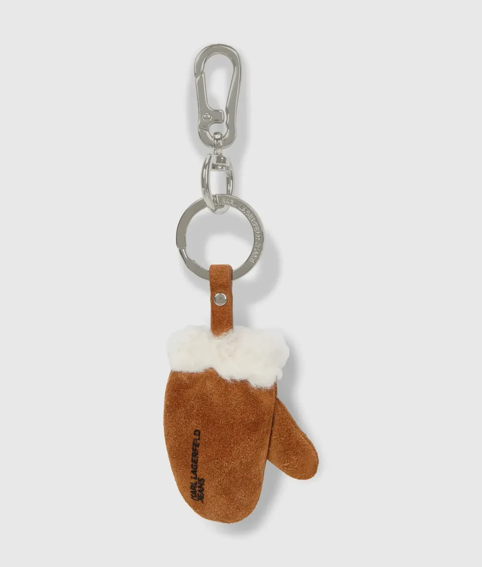 Karl Lagerfeld Jeans Suede Mitten Keychain Wildleder