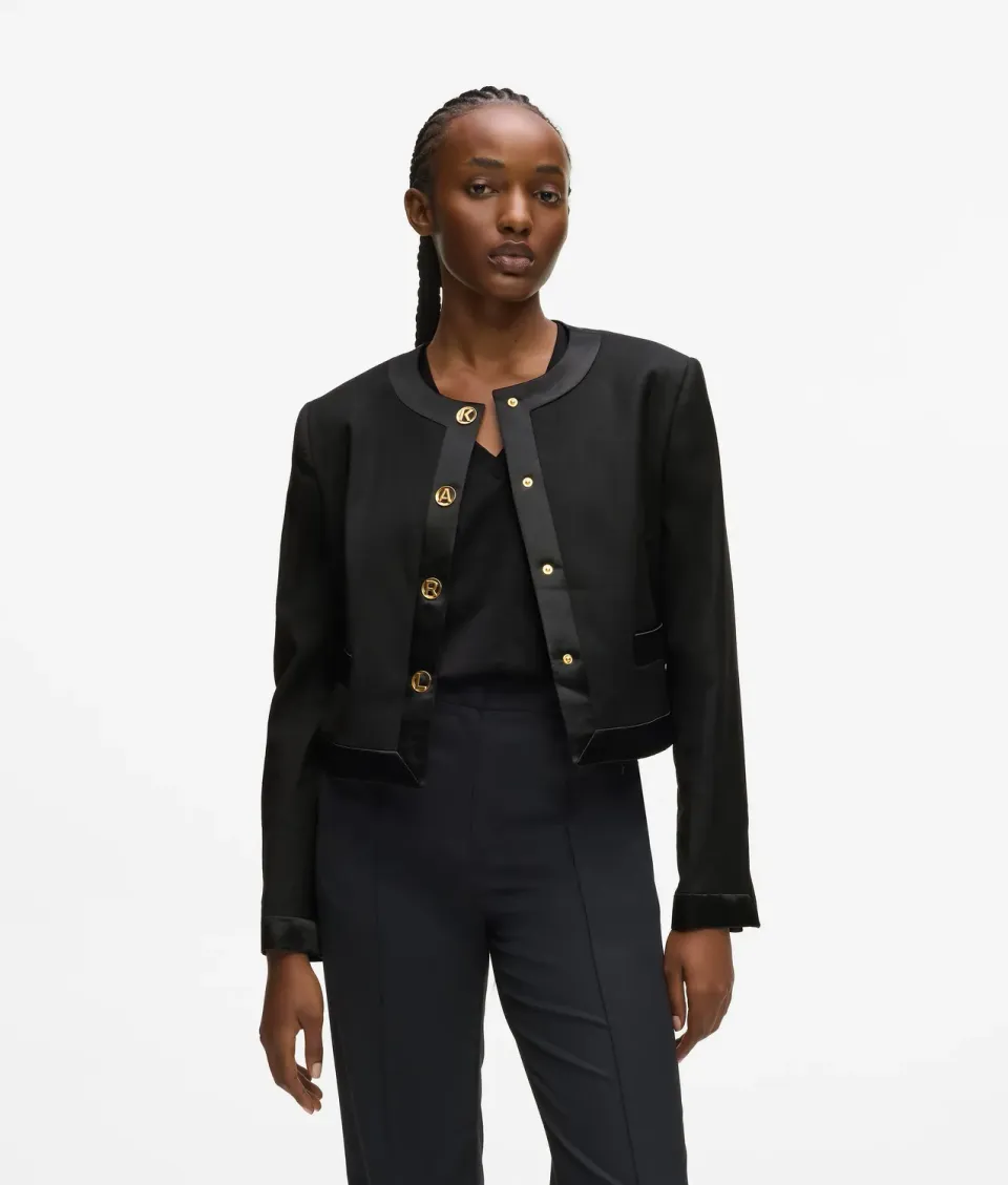 Karl Lagerfeld Karl DNA Letters Blazer mit Satinbesatz