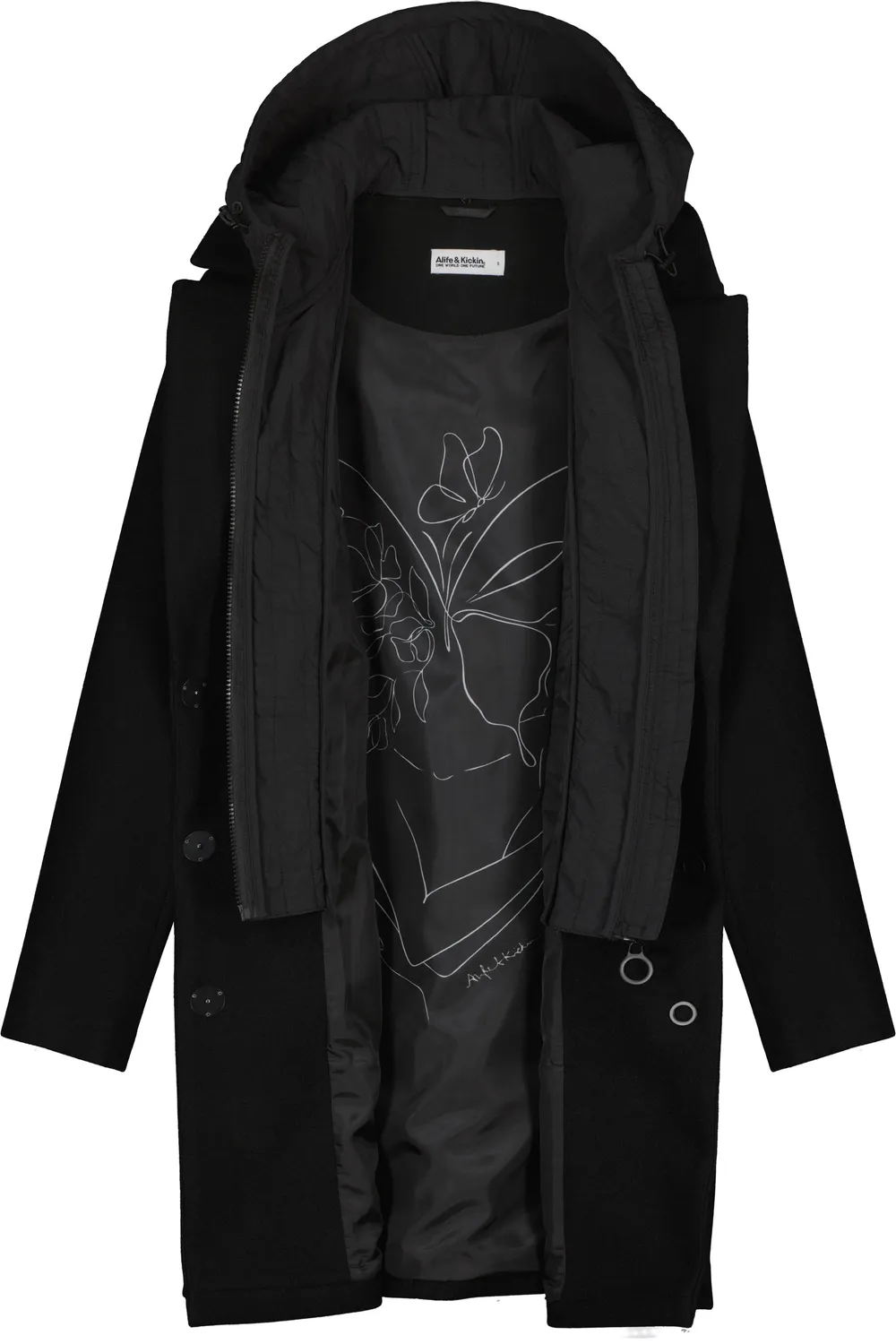 Alife & Kickin AjaAK A Hybridjacke schwarz Wolloptik