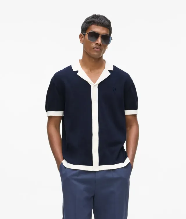 Karl Lagerfeld Monogram Poloshirt Strick Baumwolle Stick