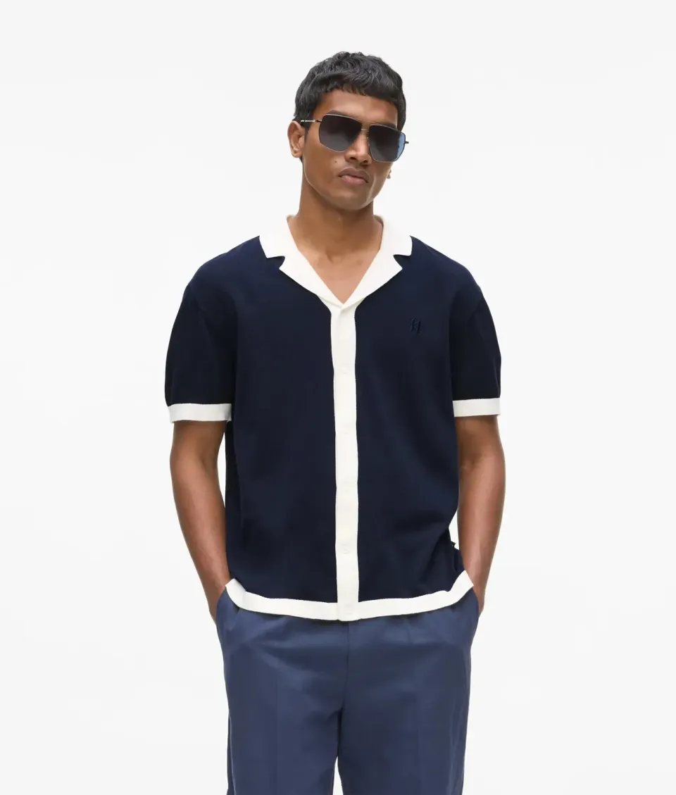 Karl Lagerfeld Monogram Poloshirt Strick Baumwolle Stick
