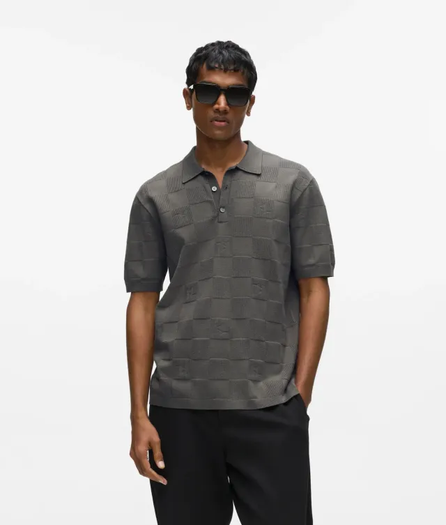 Karl Lagerfeld Monogram Checked Poloshirt kariert