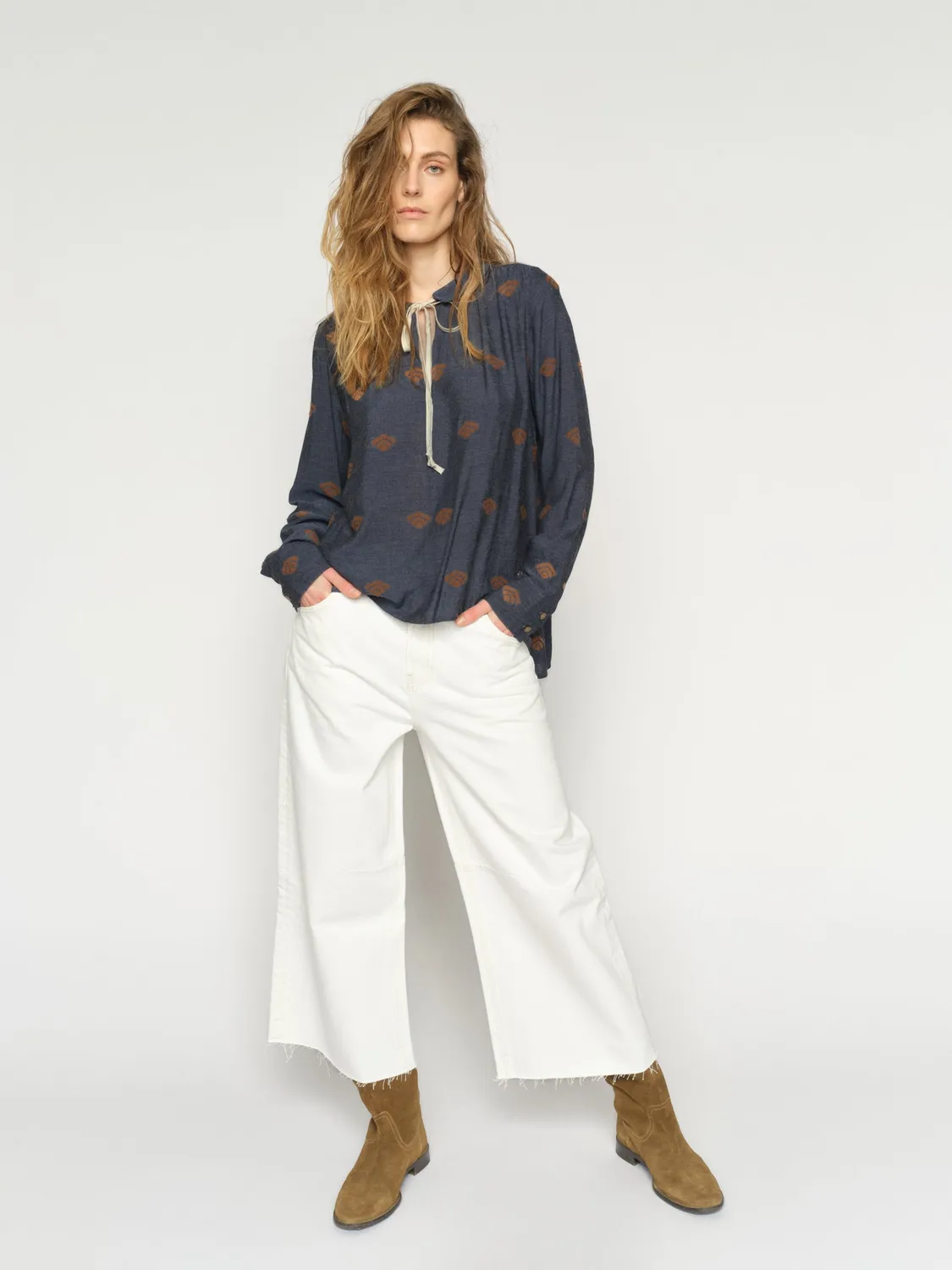 Mos Mosh MMSweet Cropped Jeans Hellblau Weites Bein