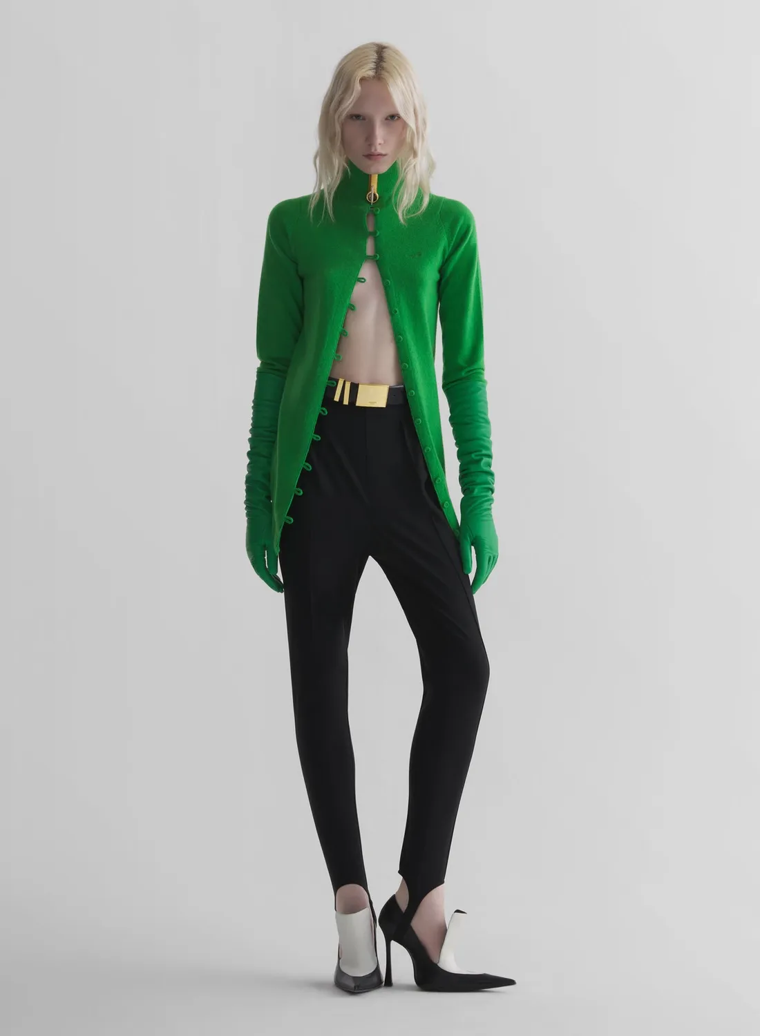 Mugler Cashmere Cardigan Grün Offen Kaschmir
