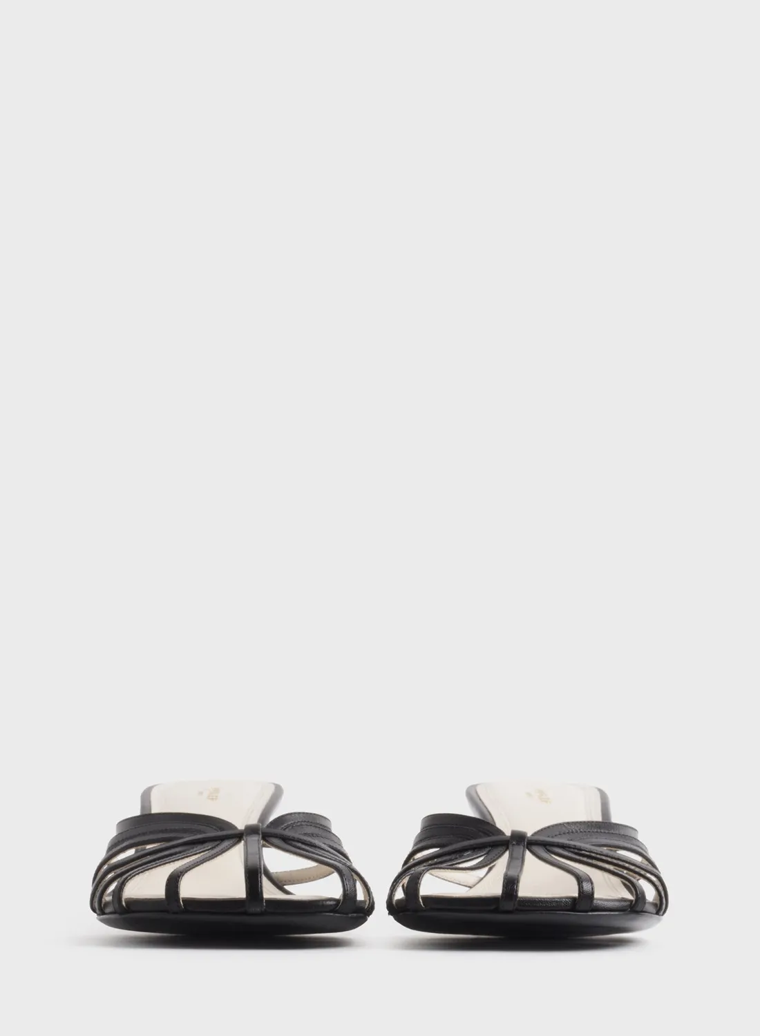 Mugler Knotted Strap 45 Mules Schwarz Lammleder