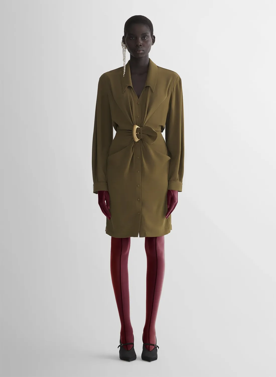 Mugler Re/Edit Cow-Boy Hemdkleid Krepp Knielang