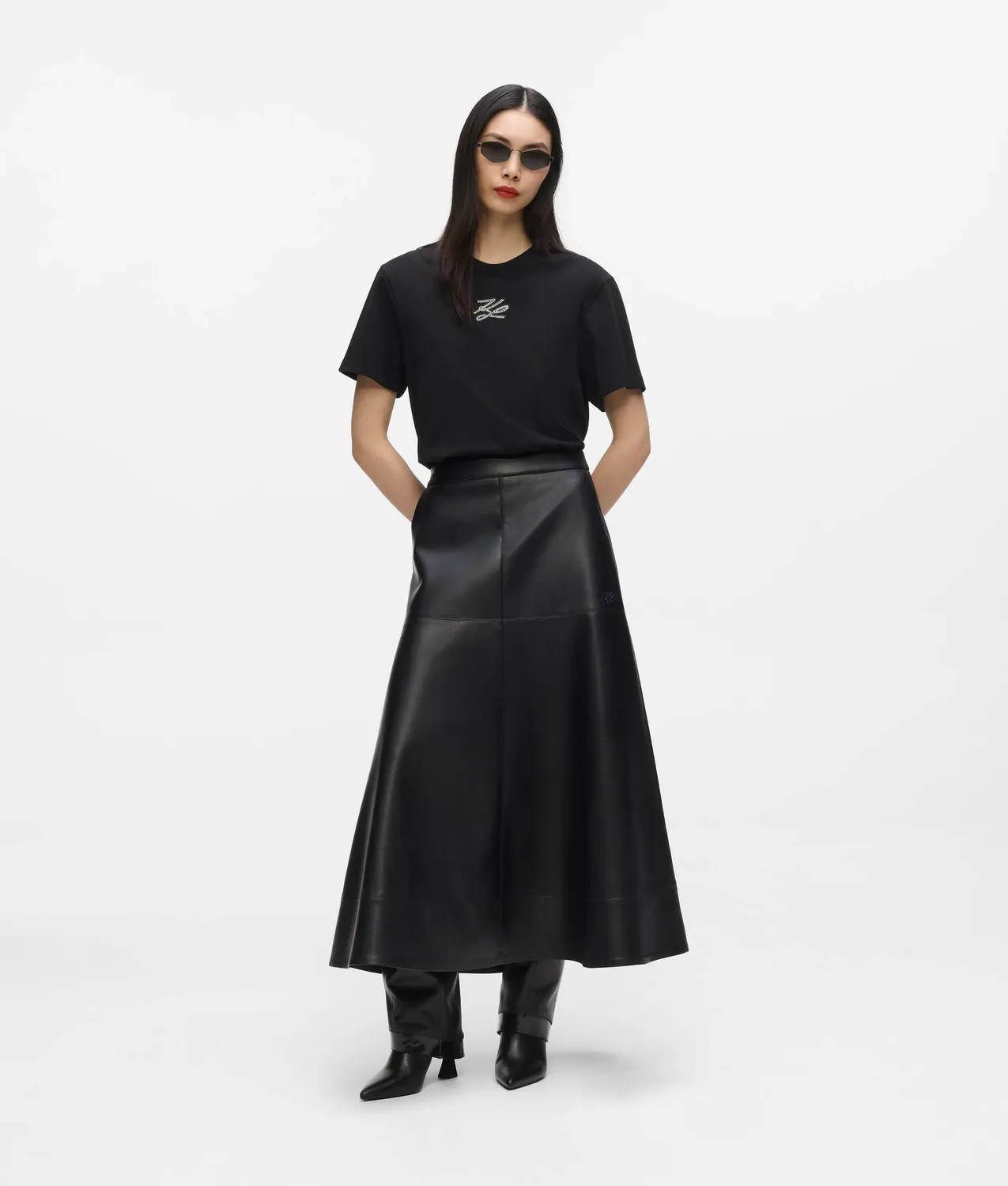 Karl Lagerfeld Autograph T-Shirt Strass Bio-Baumwolle
