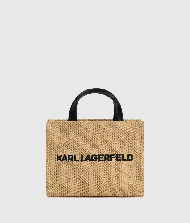 Karl Lagerfeld Logo Strandtasche geflochten eckig