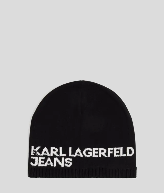 Karl Lagerfeld Jeans Logo Beanie Mütze gestrickt