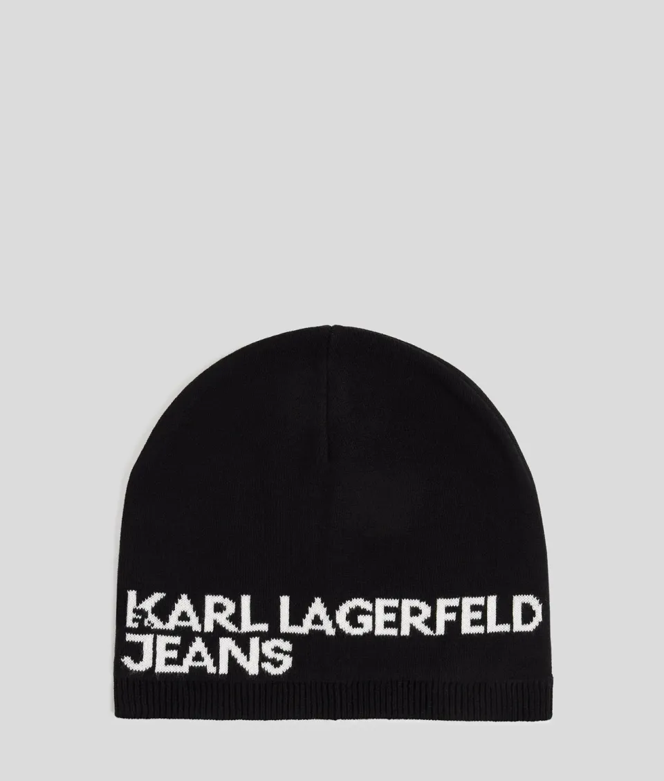 Karl Lagerfeld Jeans Logo Beanie Mütze gestrickt