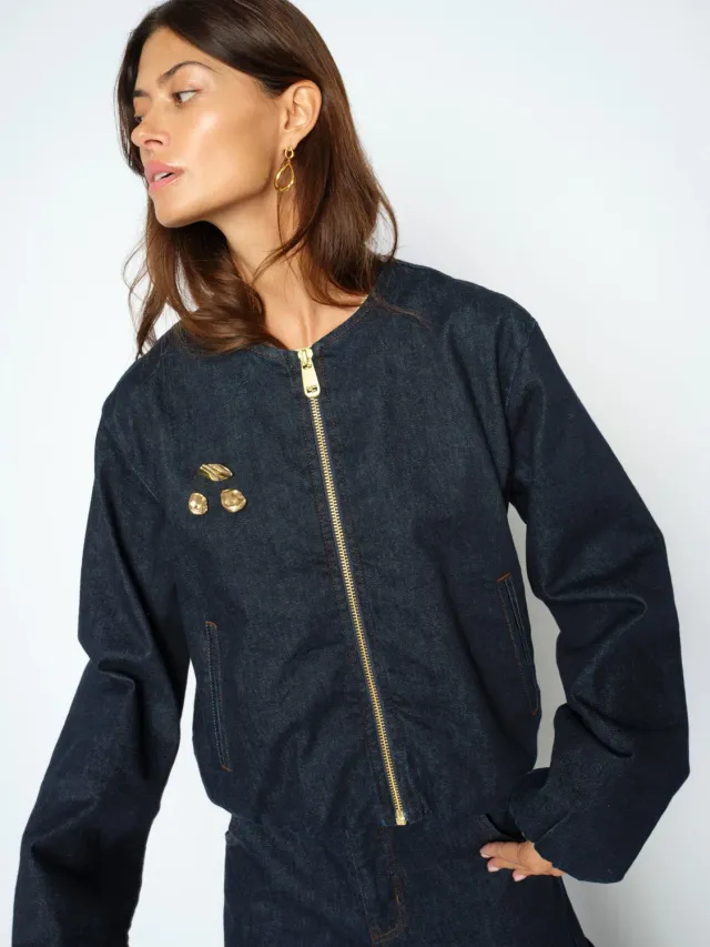 Mos Mosh Val Diani Bomberjacke Dunkelblau Denim