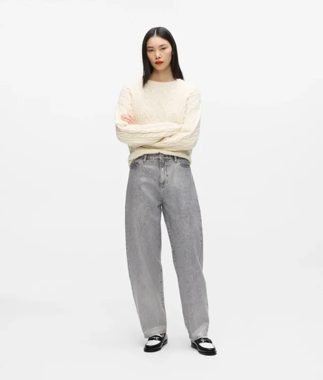 Karl Lagerfeld Barrel-Leg Jeans Coated Python 24-30