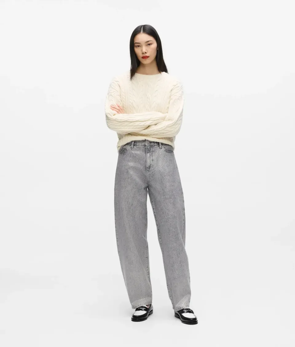 Karl Lagerfeld Barrel-Leg Jeans Coated Python 24-30