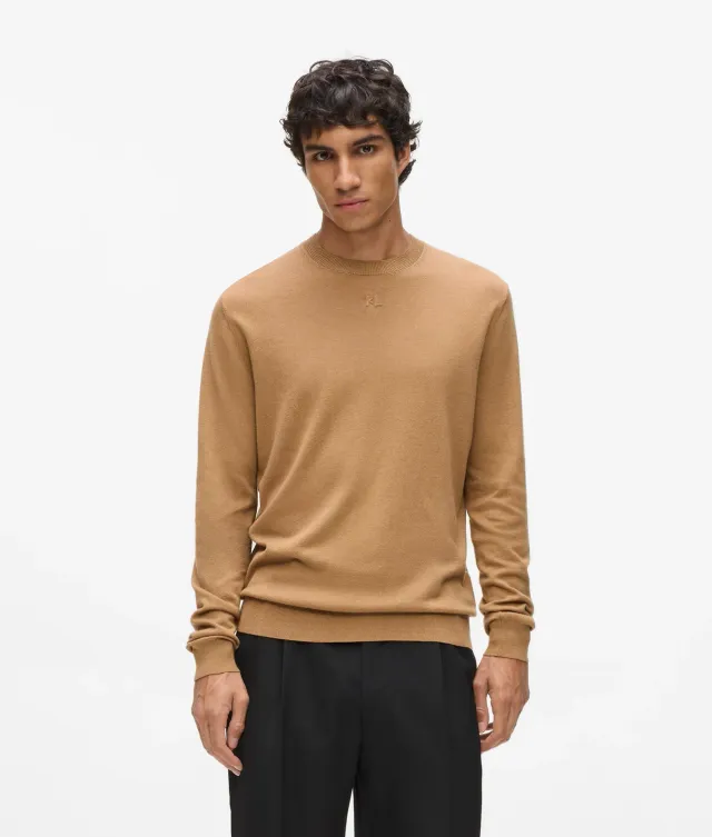 Karl Lagerfeld Crewneck Strickpullover mit Monogramm