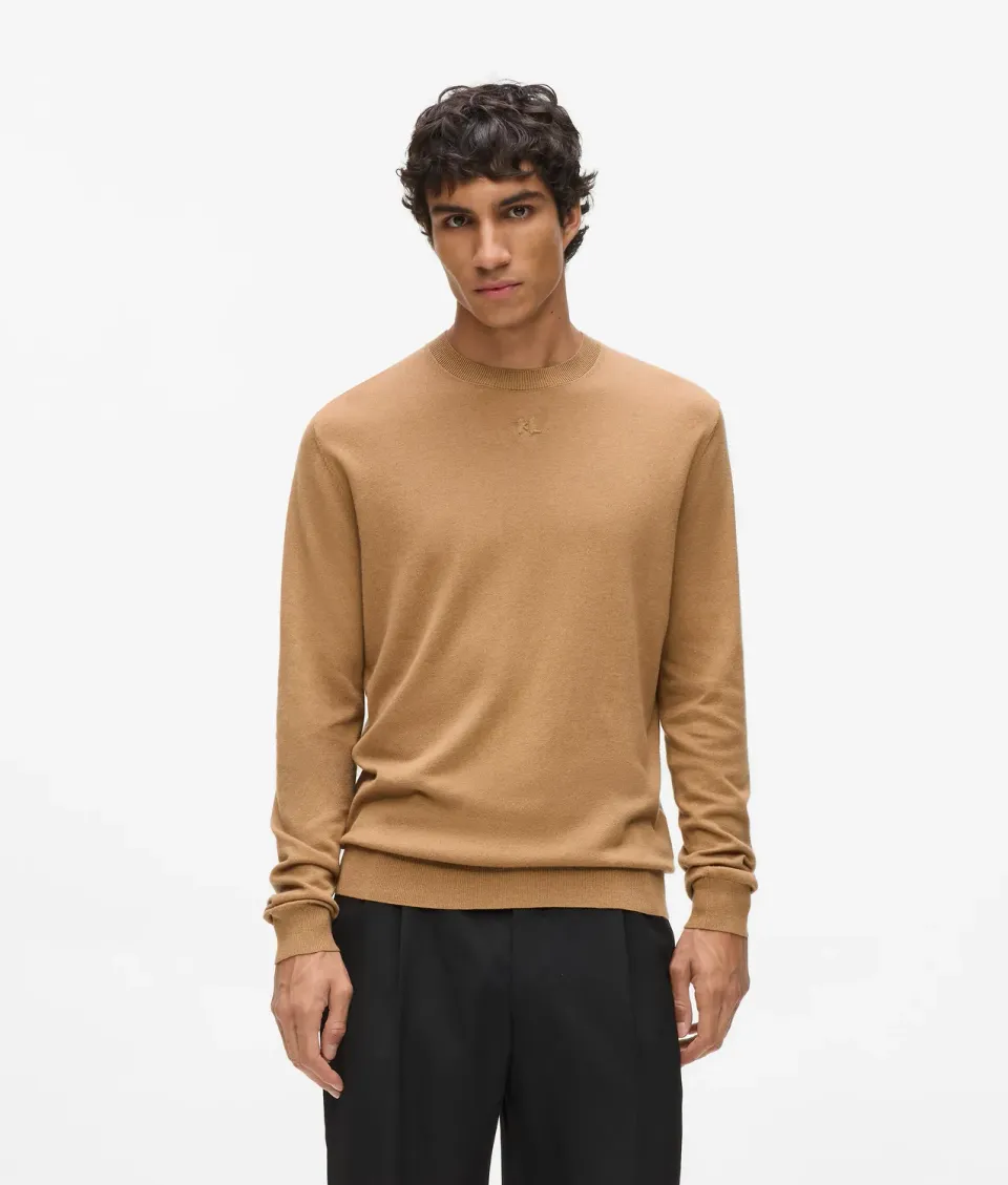 Karl Lagerfeld Crewneck Strickpullover mit Monogramm