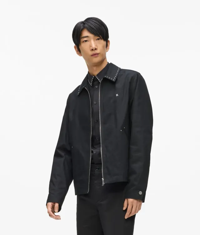 Karl Lagerfeld Karl DNA Jacke Nieten Herren Silber-Zip