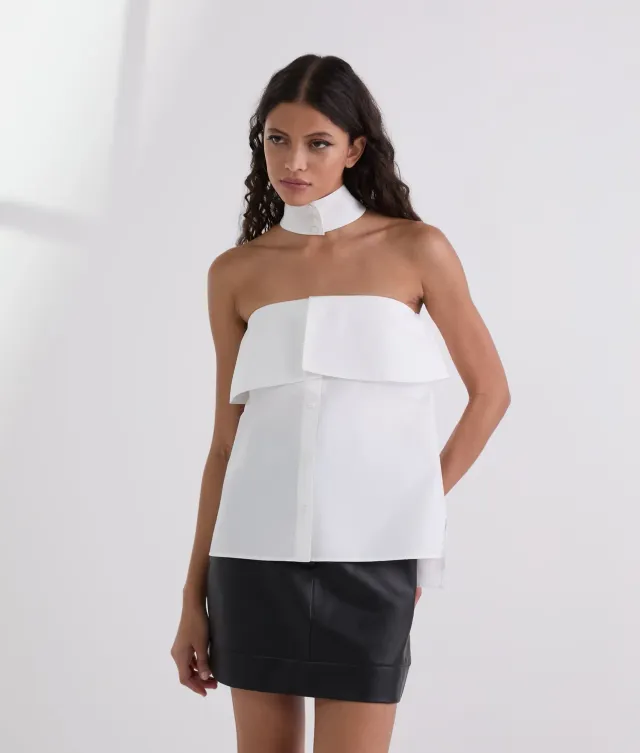 Karl Lagerfeld Strapless Poplin Bluse trägerlos