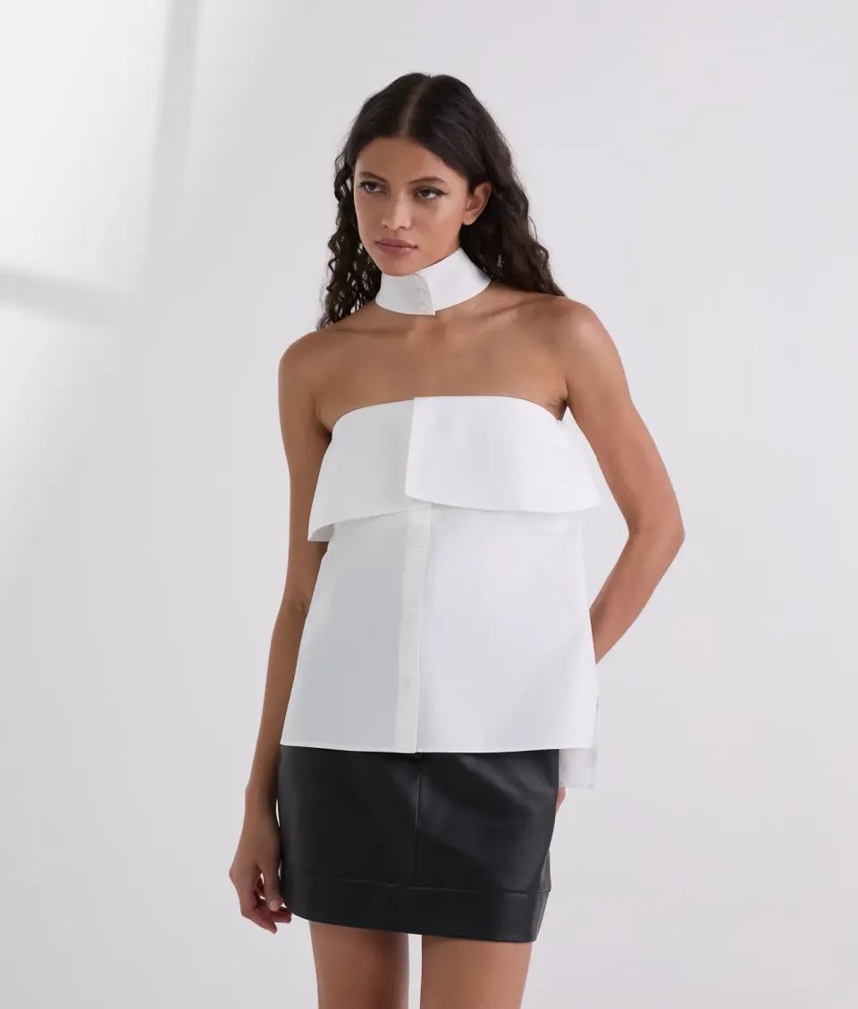 Karl Lagerfeld Strapless Poplin Bluse trägerlos