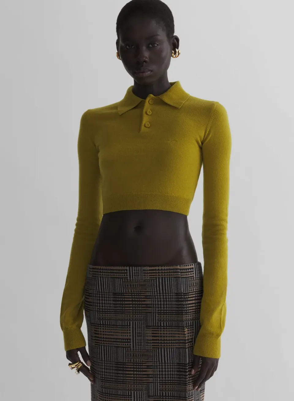 Mugler Moss Cashmere Polo moos Kaschmir cropped