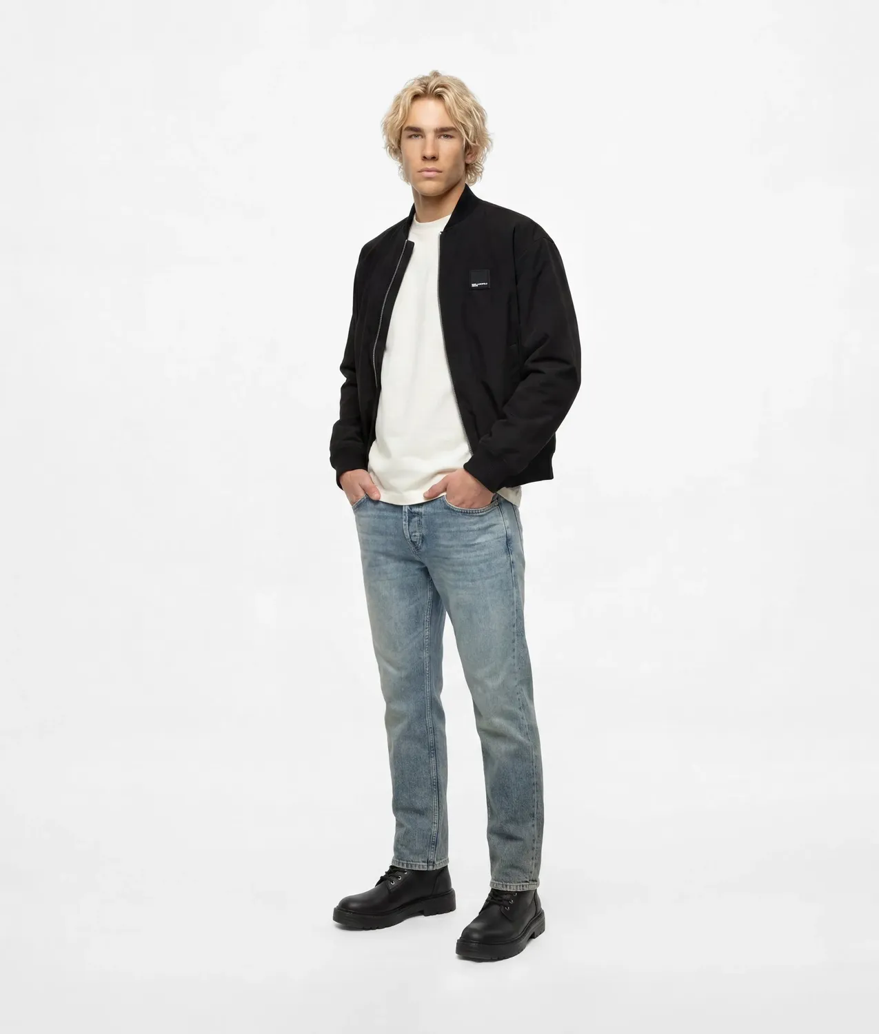 Karl Lagerfeld KL Jeans Tapered Jeans Vintage-Waschung blau
