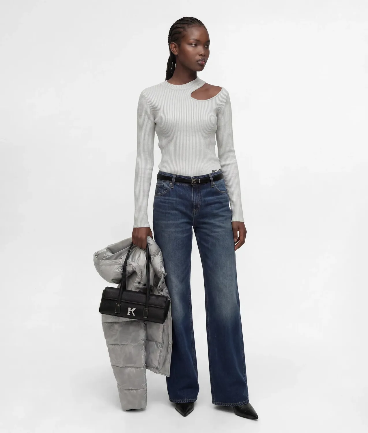 Karl Lagerfeld Jeans Metallic Pullover beschichtet Cut-out